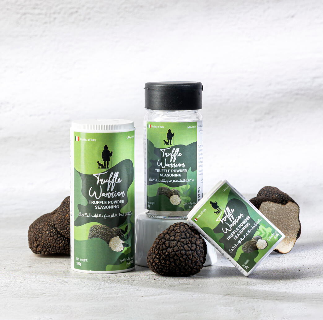 Truffle Powder – Truffle Warrior: Fine Truffle Powder for sprinkling on risotto, popcorn, pasta, and gourmet dishes.